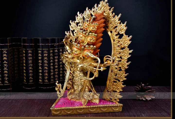 32cm large # GOOD -Buddhism # bless Safety Health Talisman #efficacious Protection Nepal Gold-plated Thermal Hula Buddha statue