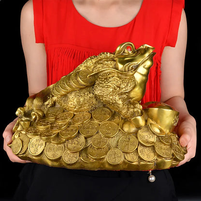 33 CM LARGE # OFFICE HOME Company business TOP efficacious Mascot Talisman Drawing Money GOLD Jin Chan copper FENG SHUI statue