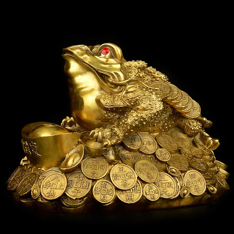 33 CM LARGE # OFFICE HOME Company business TOP efficacious Mascot Talisman Drawing Money GOLD Jin Chan copper FENG SHUI statue