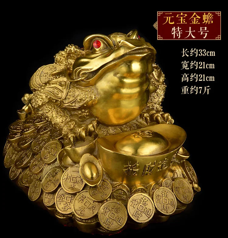 33 CM LARGE # OFFICE HOME Company business TOP efficacious Mascot Talisman Drawing Money GOLD Jin Chan copper FENG SHUI statue