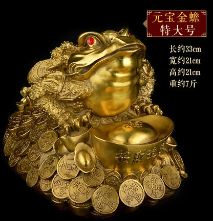 33 CM LARGE # OFFICE HOME Company business TOP efficacious Mascot Talisman Drawing Money GOLD Jin Chan copper FENG SHUI statue