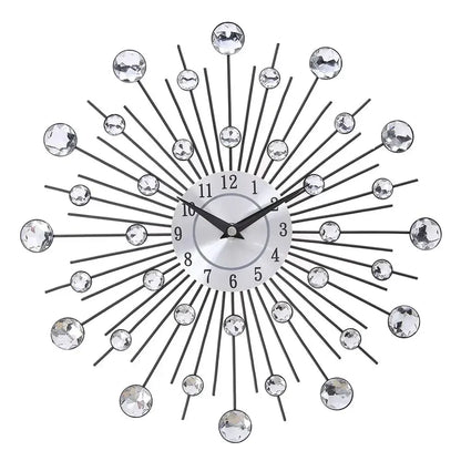 33 cm European style fashion creative wall clock crystal silver iron wall clock personality art decoration living room bedroom