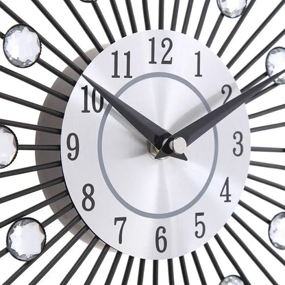 33 cm European style fashion creative wall clock crystal silver iron wall clock personality art decoration living room bedroom