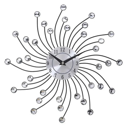 33 cm European style fashion creative wall clock crystal silver iron wall clock personality art decoration living room bedroom