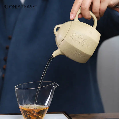 330ml Chinese Yixing High-end Purple Clay Teapots Handmade Large Capacity Tea Pot Raw Ore White Section Mud Kettle Zisha Tea Set
