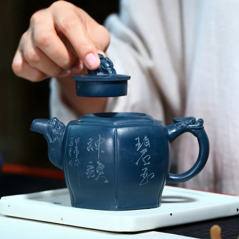 330ml Tradition Yixing Purple Clay Teapot Raw Ore Azure Mud Filter Tea Pot Custom Beauty Tea Accessories Chinese Zisha Tea Set