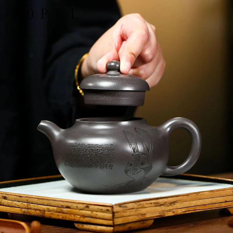 330ml Yixing High-end Purple Clay Teapot Famous Handmade Tea Pot Raw Ore Azure Mud Kettle Chinese Zisha Tea Set Collection