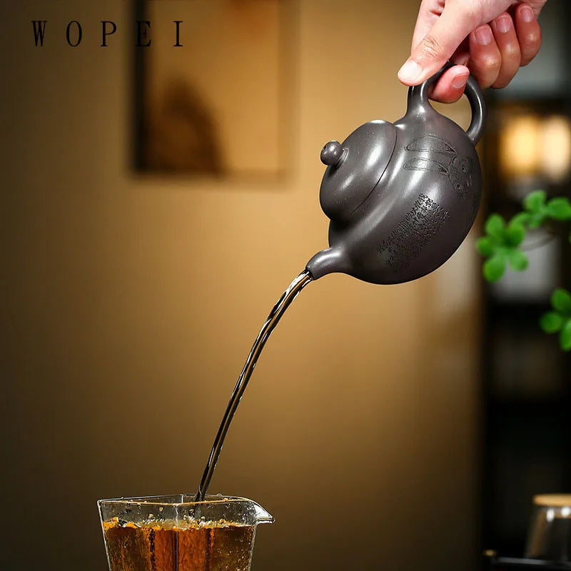 330ml Yixing High-end Purple Clay Teapot Famous Handmade Tea Pot Raw Ore Azure Mud Kettle Chinese Zisha Tea Set Collection