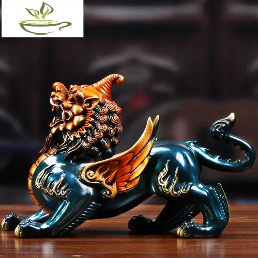 Chinese Pixiu Copper  Statues Sculptures Figurines Miniatures Colored Bronze Ornaments Crafts Home Decor