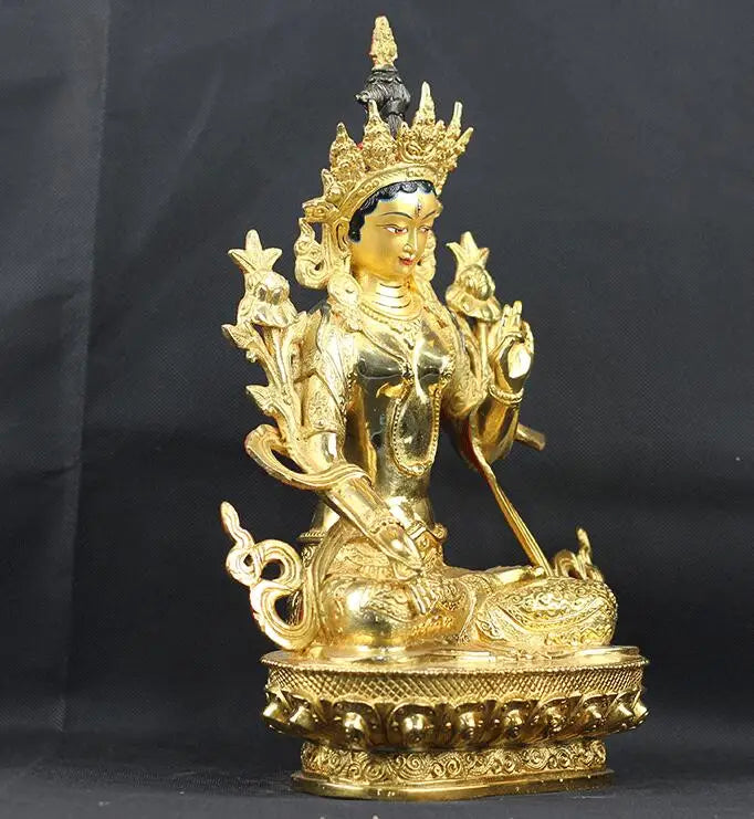 33CM LARGE  Buddhism TOP GOOD Buddha figure HOME BLESS Talisman Protection- gilding Tibetan White Tara Buddha BRASS statue