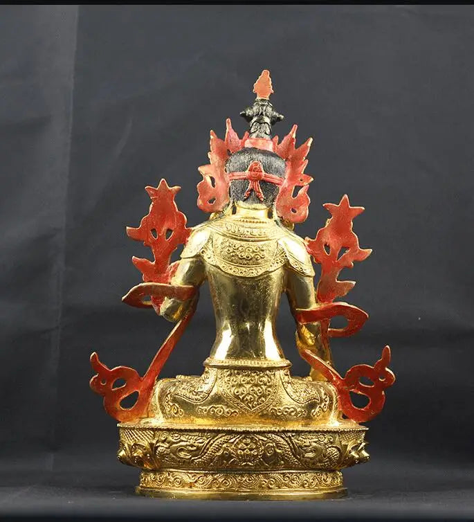 33CM LARGE  Buddhism TOP GOOD Buddha figure HOME BLESS Talisman Protection- gilding Tibetan White Tara Buddha BRASS statue