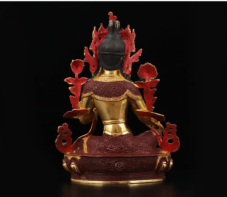 33CM Large HOME buddha statue Talisman Nepal Tibetan Buddhism Guanyin Green Tara Bodhisattva Buddha Gold-plated brass statue