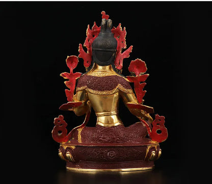33CM Large HOME buddha statue Talisman Nepal Tibetan Buddhism Guanyin Green Tara Bodhisattva Buddha Gold-plated brass statue