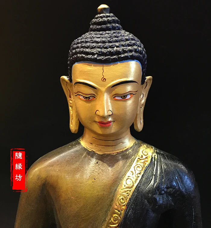 33CM large -GOOD buddha Buddhist Buddhism home family efficacious Protection Pharmacist Buddha Gold-plated bronze Buddha statue