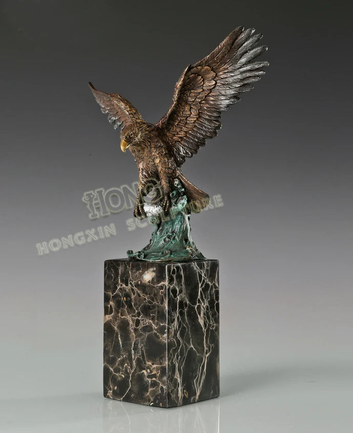 33CM large HOME office Living Room TOP COOL Business Ornament Auspicious Arabic Eagle hawk RETRO Bronze carving art Sculpture