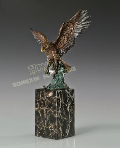 33CM large HOME office Living Room TOP COOL Business Ornament Auspicious Arabic Eagle hawk RETRO Bronze carving art Sculpture
