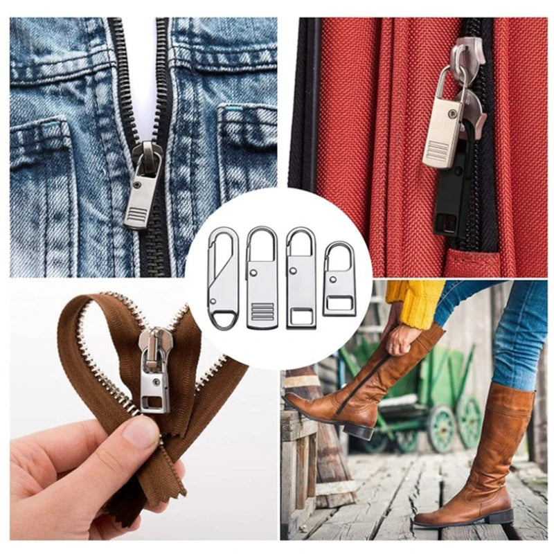 33Pcs Zipper Pull Replacement Repair Slider Pull Tab Universal Fixer Metal Zippers for Head DIY Sewing Craft Tool