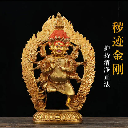 33cm TALL  home family bless Safety Health Talisman # Tibet efficacious Protection Nepal Gold-plated Buddha statue