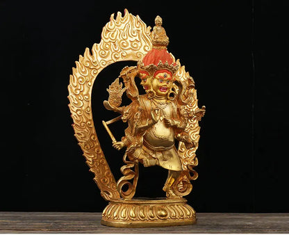 33cm TALL  home family bless Safety Health Talisman # Tibet efficacious Protection Nepal Gold-plated Buddha statue