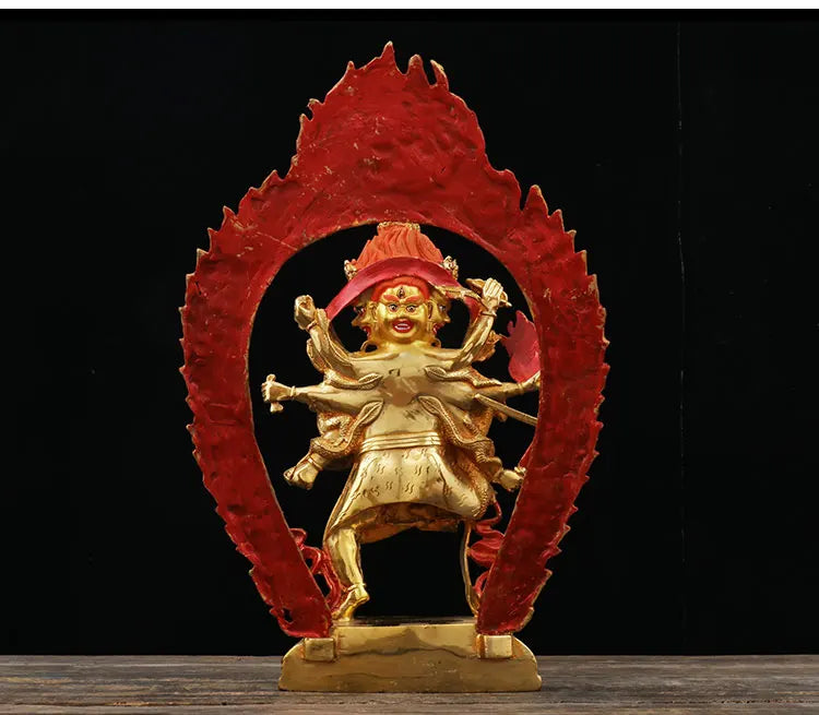33cm TALL  home family bless Safety Health Talisman # Tibet efficacious Protection Nepal Gold-plated Buddha statue