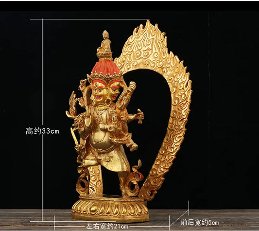 33cm TALL  home family bless Safety Health Talisman # Tibet efficacious Protection Nepal Gold-plated Buddha statue
