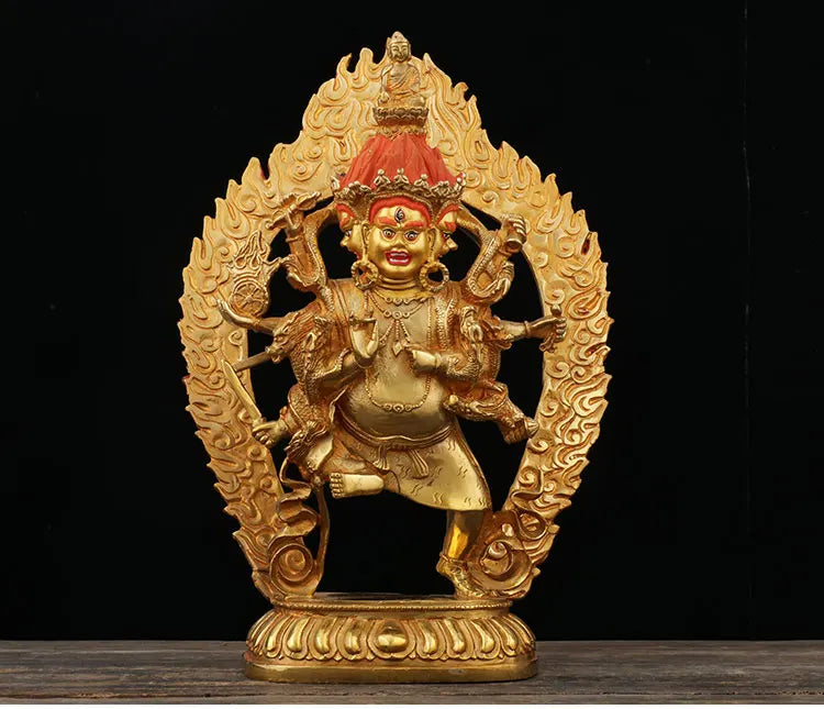 33cm TALL  home family bless Safety Health Talisman # Tibet efficacious Protection Nepal Gold-plated Buddha statue