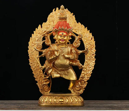 33cm TALL  home family bless Safety Health Talisman # Tibet efficacious Protection Nepal Gold-plated Buddha statue