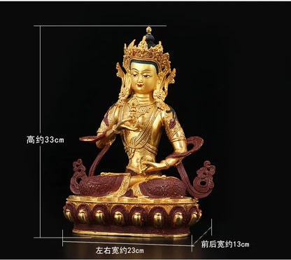 33cm large # Religious enshrine Buddha figure # HOME family Protection Tibet Buddhism Namo Guru Vajrasattva brass Buddha statue