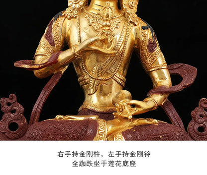 33cm large # Religious enshrine Buddha figure # HOME family Protection Tibet Buddhism Namo Guru Vajrasattva brass Buddha statue