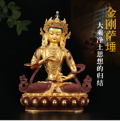 33cm large # Religious enshrine Buddha figure # HOME family Protection Tibet Buddhism Namo Guru Vajrasattva brass Buddha statue