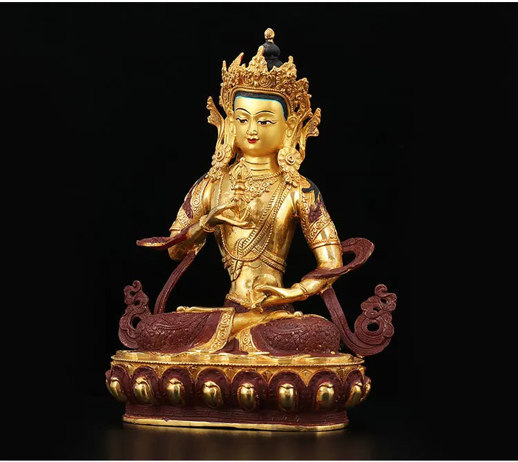 33cm large # Religious enshrine Buddha figure # HOME family Protection Tibet Buddhism Namo Guru Vajrasattva brass Buddha statue