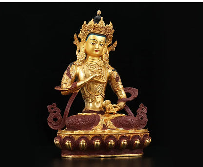 33cm large # Religious enshrine Buddha figure # HOME family Protection Tibet Buddhism Namo Guru Vajrasattva brass Buddha statue