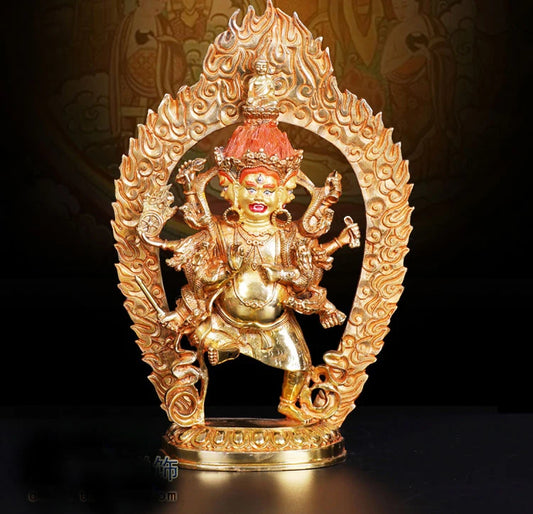 33cm large ## bless Safety Health Talisman #efficacious Protection Nepal Gold-plated gaza palletizer Vajra Buddha statue