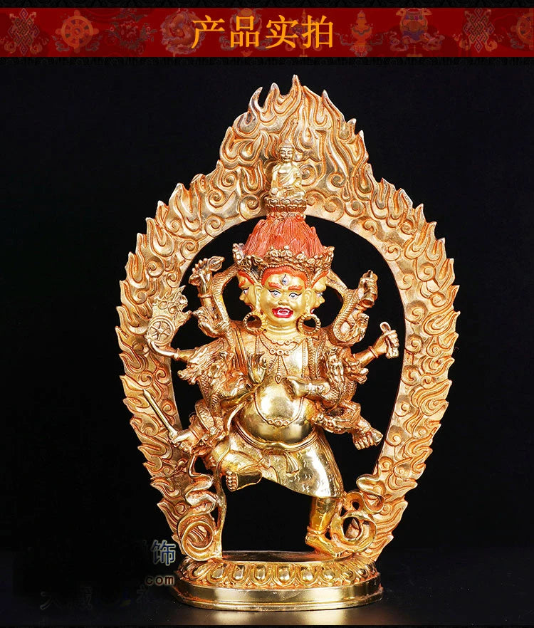 33cm large ## bless Safety Health Talisman #efficacious Protection Nepal Gold-plated gaza palletizer Vajra Buddha statue