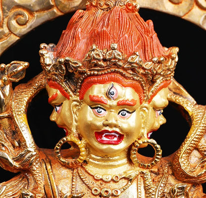 33cm large ## bless Safety Health Talisman #efficacious Protection Nepal Gold-plated gaza palletizer Vajra Buddha statue