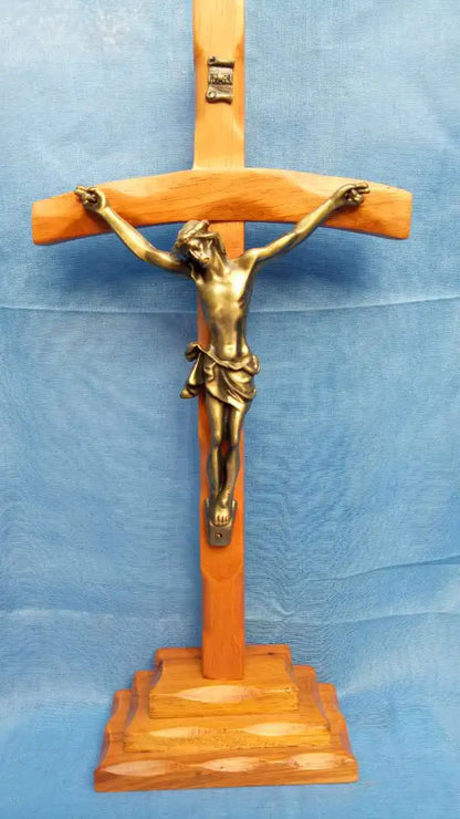 34 CM large --TOP Christianism Jesus Christ On Cross the crucifixion Crucifix Religious metal table statue