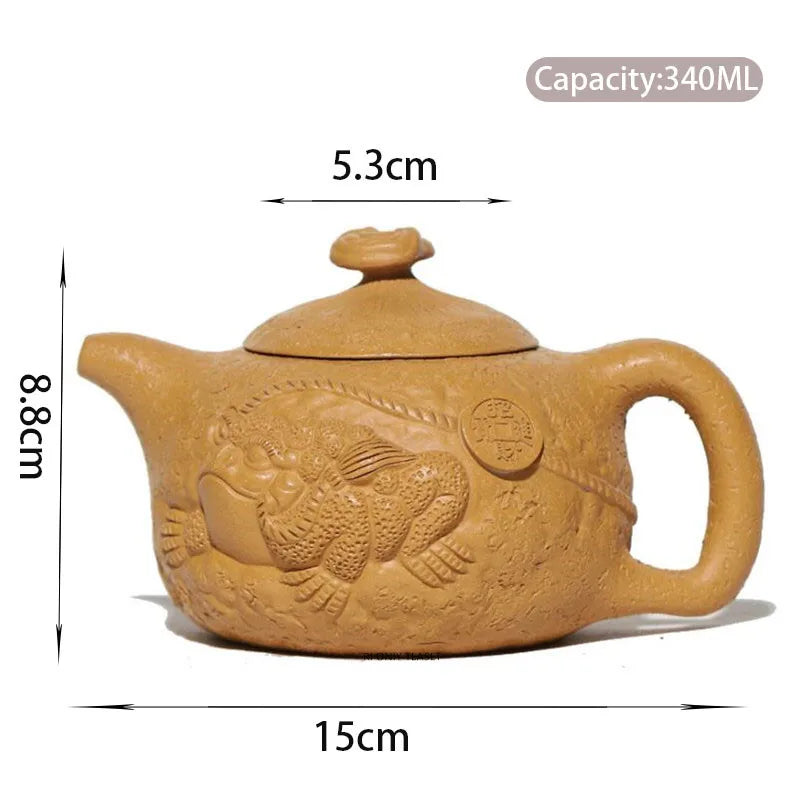 340ml Chinese Yixing Purple Clay Teapots Large Capacity Famous Handmade Raw Ore Gold Section Mud Tea Pot Kettle Zisha Tea Set