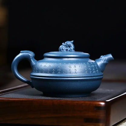 340ml Hand Painted Yixing Teapot Handmade Purple Clay Blue Tea Pot Kung Fu Zisha Teapot Tea Set