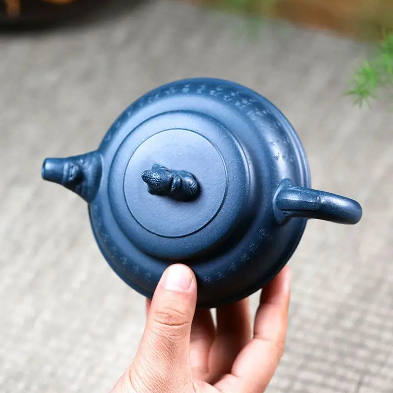 340ml Hand Painted Yixing Teapot Handmade Purple Clay Blue Tea Pot Kung Fu Zisha Teapot Tea Set