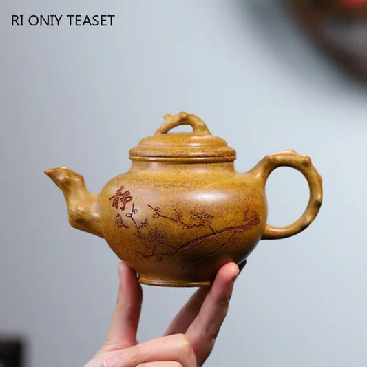 340ml Yixing Large Capacity Purple Clay Teapot Famous Artists Handmade Plum Blossom Tea Pot Kettle Chinese Zisha Tea Set Teaware