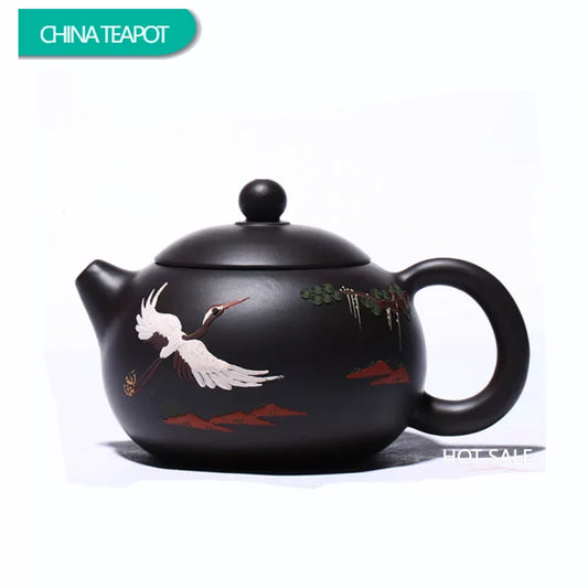 200ml Boutique Yixing Purple Clay Teapots Raw Ore Black Mud Xishi Tea Pot Zisha Filter Beauty Kettle Home Tea Set Accessories