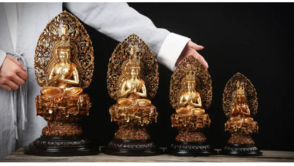 34CM- bless family OFFICE Safety Health luck Talisman #office home shop efficacious Protection Buddhism RULAI Buddha statue