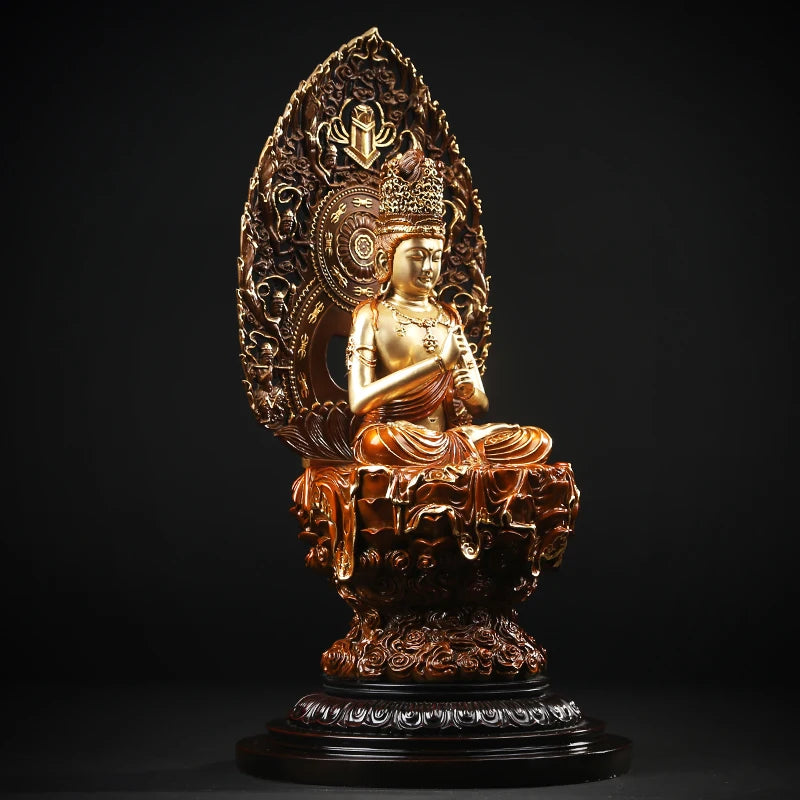 34CM- bless family OFFICE Safety Health luck Talisman #office home shop efficacious Protection Buddhism RULAI Buddha statue