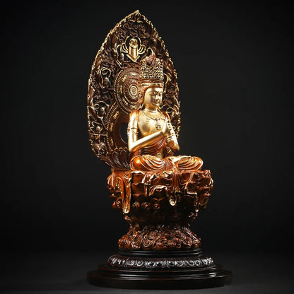 34CM- bless family OFFICE Safety Health luck Talisman #office home shop efficacious Protection Buddhism RULAI Buddha statue