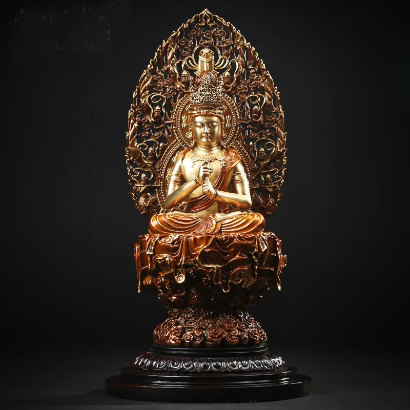 34CM- bless family OFFICE Safety Health luck Talisman #office home shop efficacious Protection Buddhism RULAI Buddha statue