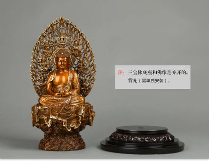 34CM- bless family Safety Health Talisman #office home shop efficacious Protection Buddhism Amitayus Buddha brass statue
