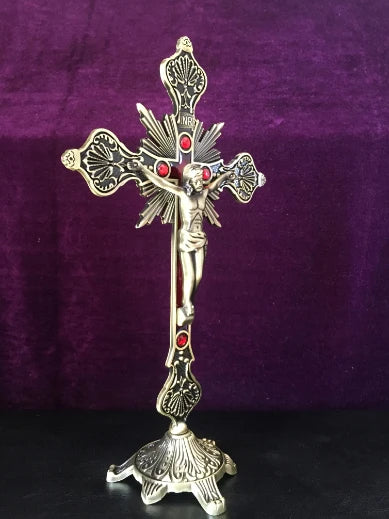 34CM large wholesale Christian Catholicism supplies home Religious Jesus Christ Crucifixion on the CROSS Holy Blessing statue