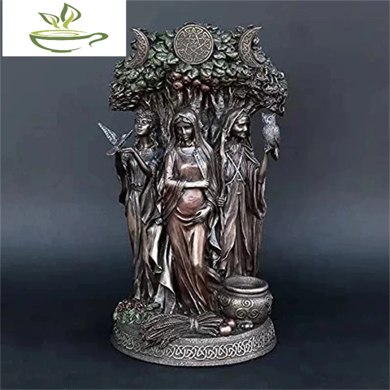 Resin Art Greek Goddess Statue Figurine Ancient Greek Religious Hecate Goddess Sculpture Home Decor Ornament Miniatures Craft