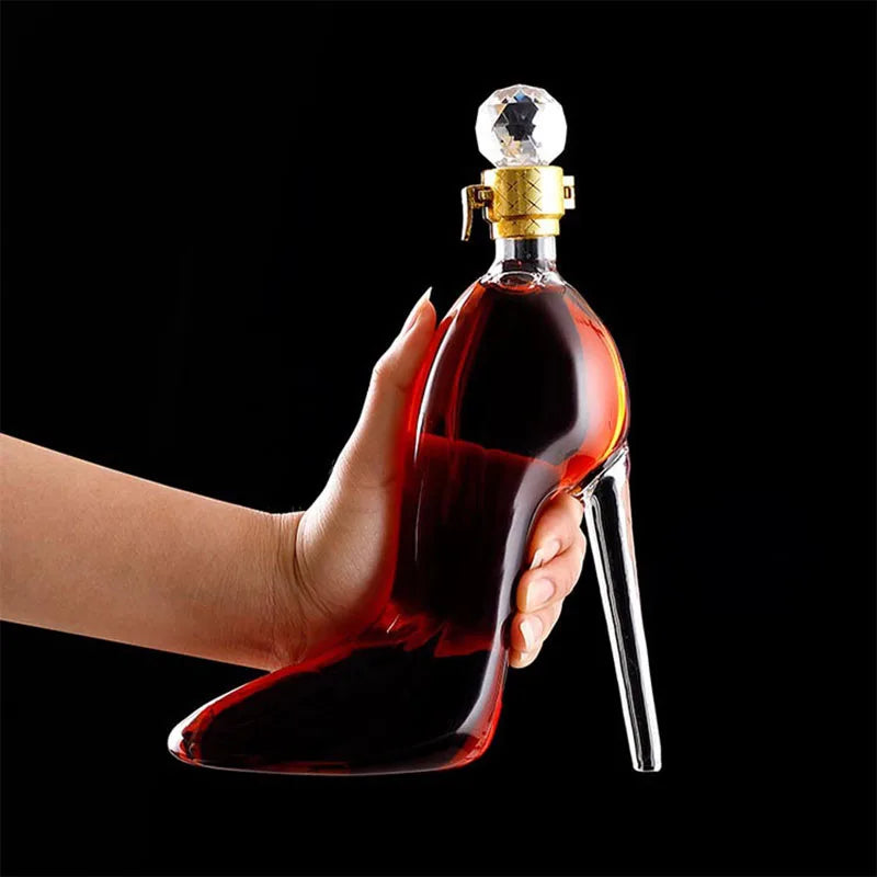 350/700ML High-heeled Shoes Shape Whisky Decanter Luxurious Glass Merlot Rum Wine Bottle Women Gift