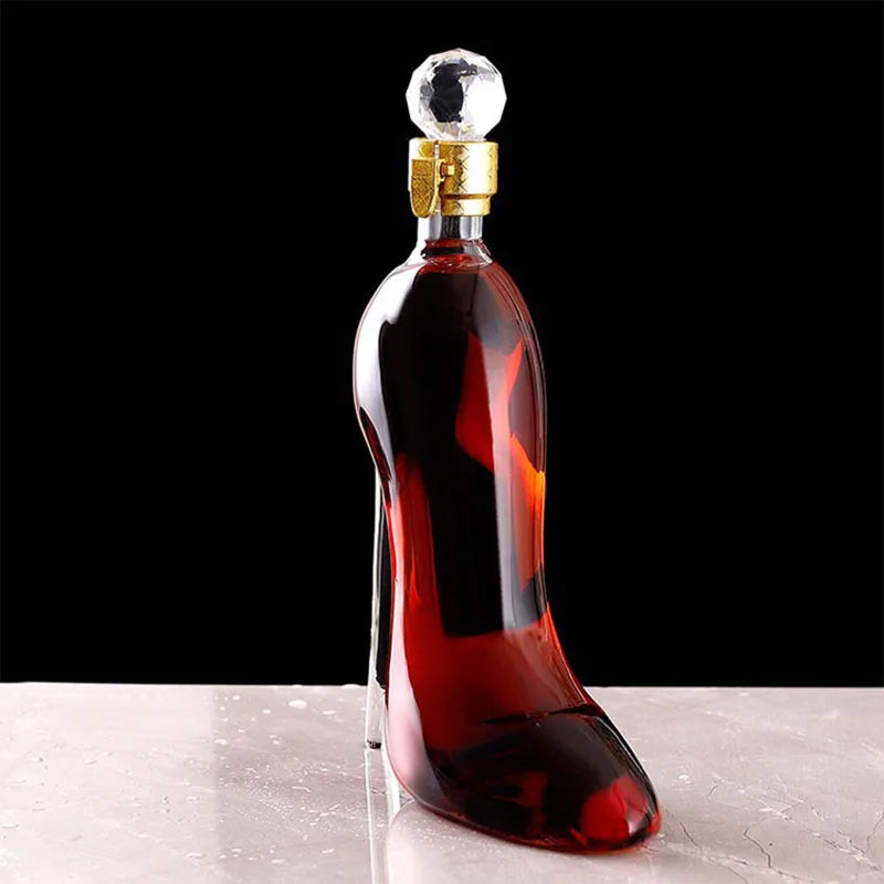 350/700ML High-heeled Shoes Shape Whisky Decanter Luxurious Glass Merlot Rum Wine Bottle Women Gift